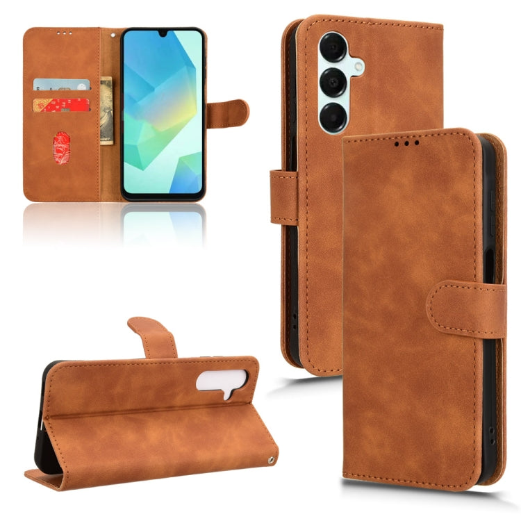 For Samsung Galaxy A16 5G Skin Feel Magnetic Flip Leather Phone Case(Brown)