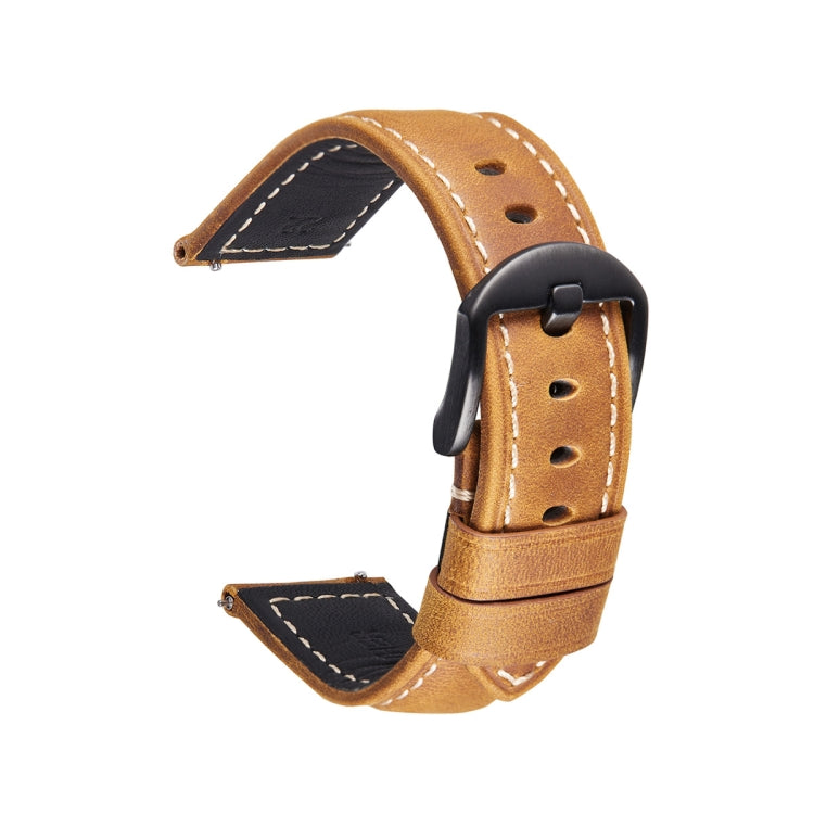 Quick Release Watch Band Crazy Horse Leather Retro Watch Band For Samsung Huawei,Size: 22mm (Light Brown Black Buckle)