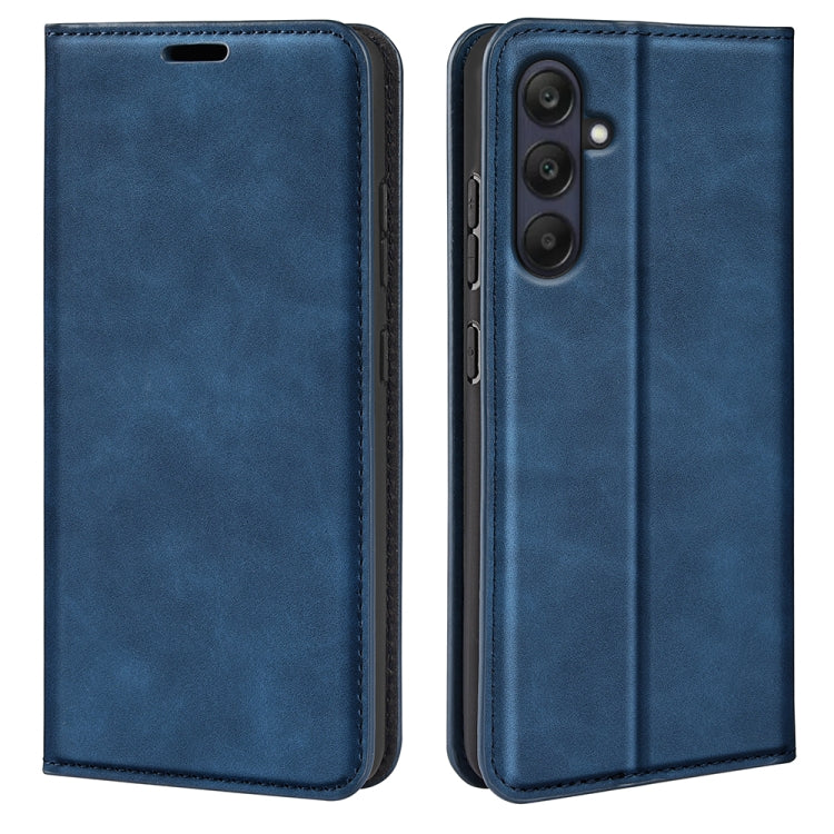 For Samsung Galaxy A26 Retro-skin Magnetic Suction Leather Phone Case(Dark Blue)