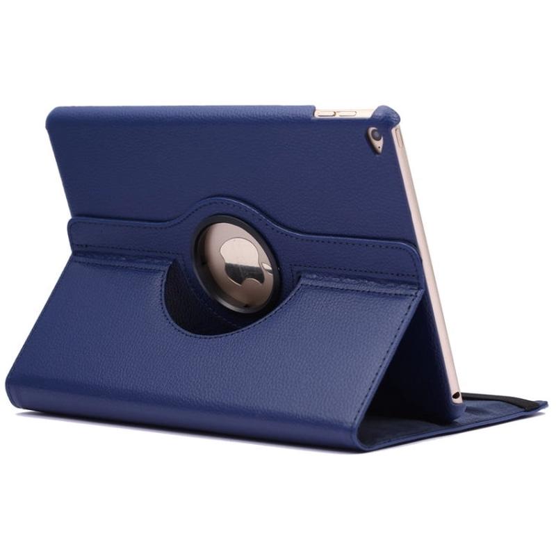 360 Degree Rotation Litchi Texture Flip Leather Case with 2 Gears Holder for iPad Air 2(Dark Blue)