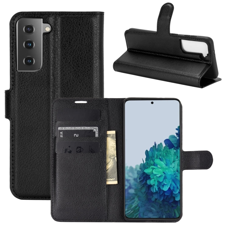 For Samsung Galaxy S21 5G Litchi Texture Horizontal Flip Protective Case with Holder & Card Slots & Wallet(Black)