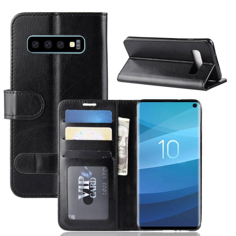 R64 Texture Single Fold Horizontal Flip Leather Case for Galaxy S10, with Holder & Card Slots & Wallet (Black)