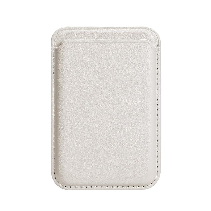 Two Card Slots MagSafe Magnetic Leather Card Bag(White)