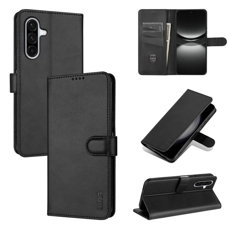 For Samsung Galaxy A17 4G / 5G AZNS Skin Feel Calf Texture Flip Leather Phone Case(Black)