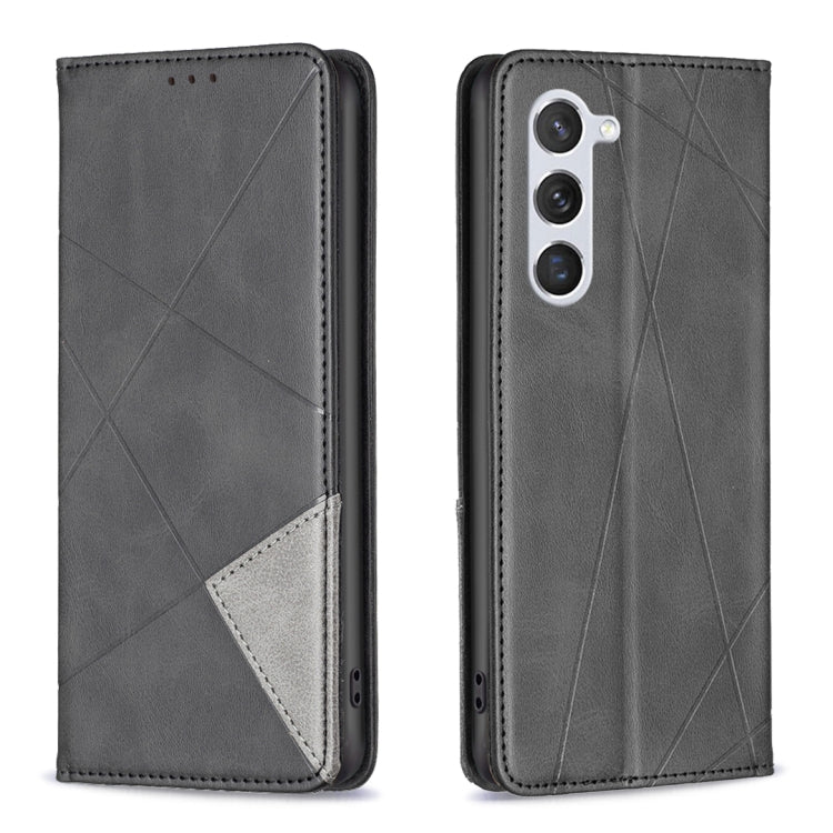 For Samsung Galaxy S24 5G Rhombus Texture Magnetic Leather Phone Case(Black)