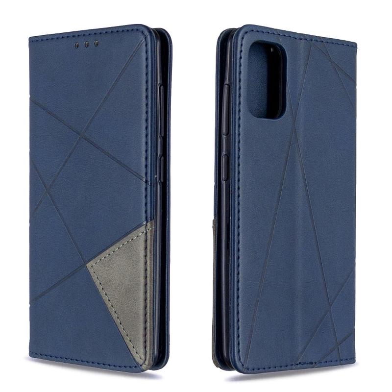 For Galaxy A41 Rhombus Texture Horizontal Flip Magnetic Leather Case with Holder & Card Slots & Wallet(Blue)