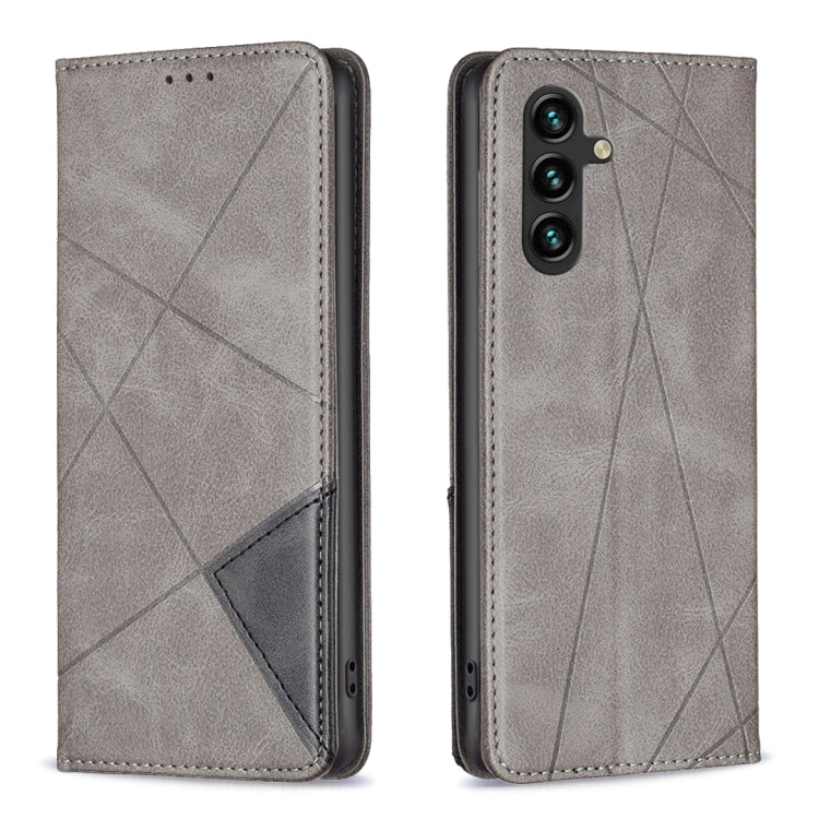 For Samsung Galaxy A56 5G Rhombus Texture Magnetic Leather Phone Case(Grey)