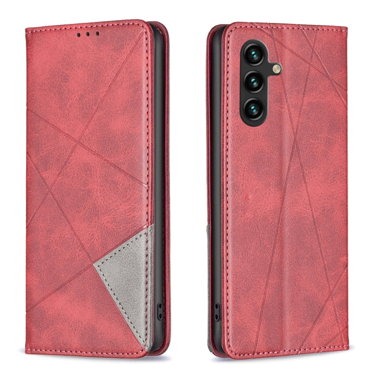For Samsung Galaxy A56 5G Rhombus Texture Magnetic Leather Phone Case(Red)