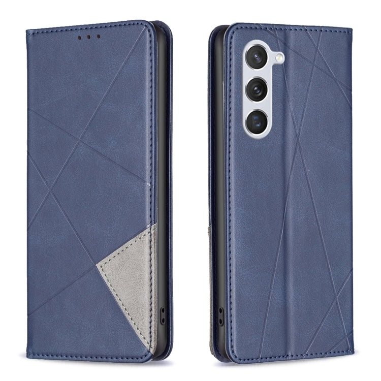For Samsung Galaxy S24 5G Rhombus Texture Magnetic Leather Phone Case(Blue)