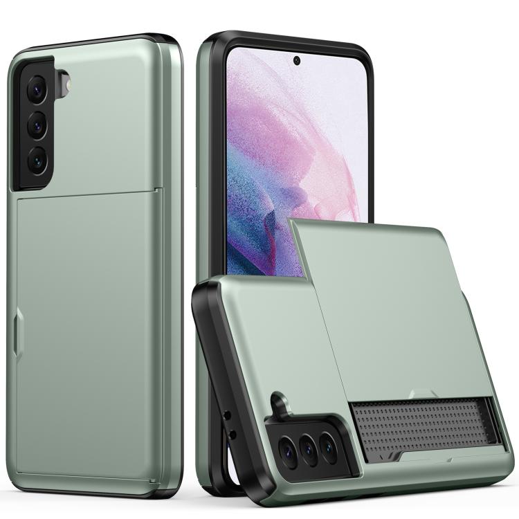 For Samsung Galaxy S21 5G Shockproof Armor Protective Case with Card Slot(Army Green)