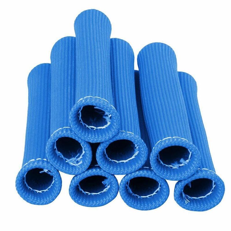 8 PCS / Set High-Temperature Car Spark Plug Protective Cover Spark Plug Heat Shield(Blue)