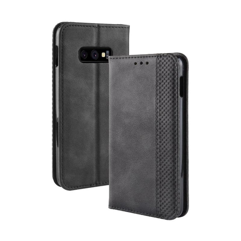 Magnetic Buckle Retro Texture Horizontal Flip Leather Case for Galaxy S10e, with Holder & Card Slots & Wallet(Black)