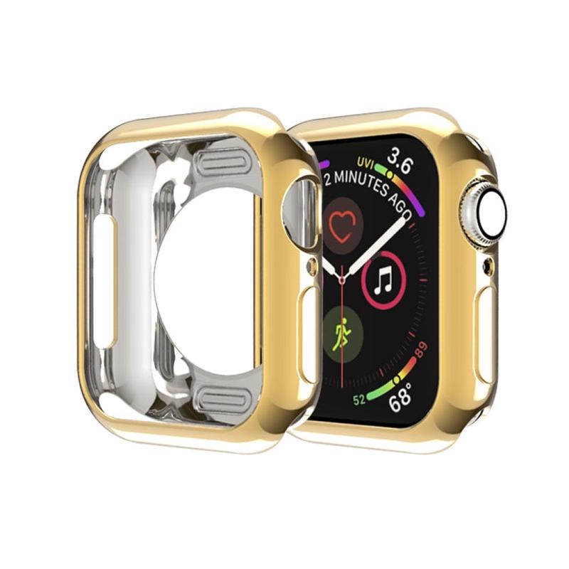 For Apple Watch Series 6 / 5 / 4 / SE 2025 / 2023 / 2022 40mm Plating TPU Round Hole Hollowing Protective Case(Gold)