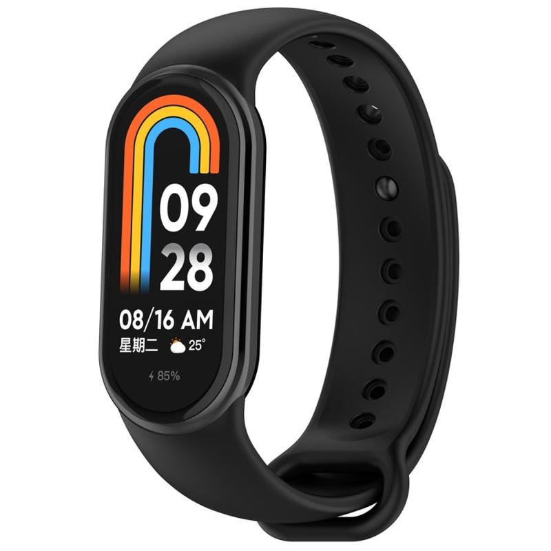 For Xiaomi Mi Band 8 Solid Color Stainless Steel Plug Replacement Watch Band(Black)