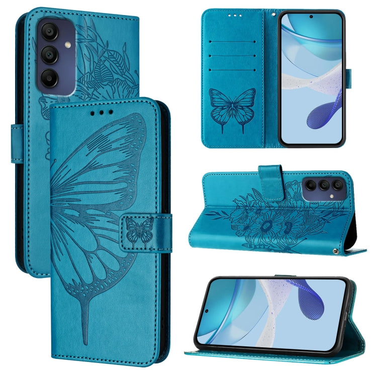 For Samsung Galaxy A16 5G Embossed Butterfly Leather Phone Case(Blue)