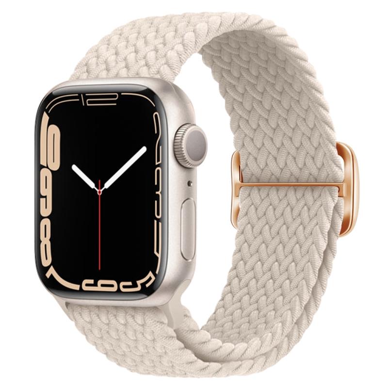 Buckle Nylon Braided Watch Band For Apple Watch Series 8&7 41mm / SE 2&6&SE&5&4 40mm / 3&2&1 38mm(Starlight)