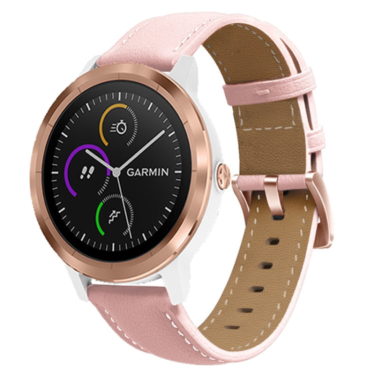 For Garmin Venu / SQ / SQ2 / Venu 2 Plus 20mm Rose Gold Buckle Genuine Leather Watch Band(Pink)