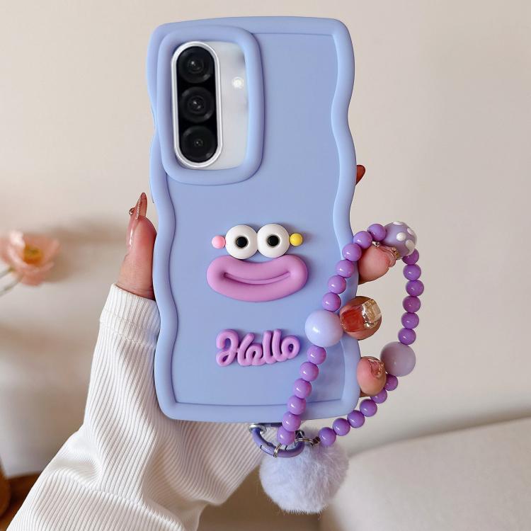 For Samsung Galaxy A36 5G / A56 Cartoon Sausage Mouth TPU Phone Case with Bead Chain(Purple)