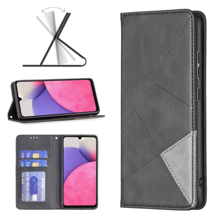 For Samsung Galaxy A33 5G Prismatic Invisible Magnetic Leather Phone Case(Black)