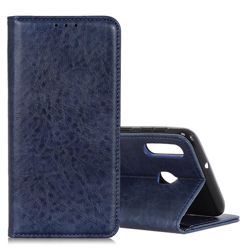 Magnetic Retro Crazy Horse Texture Horizontal Flip Leather Case for Galaxy A40, with Holder & Card Slots & Photo Frame(Blue)