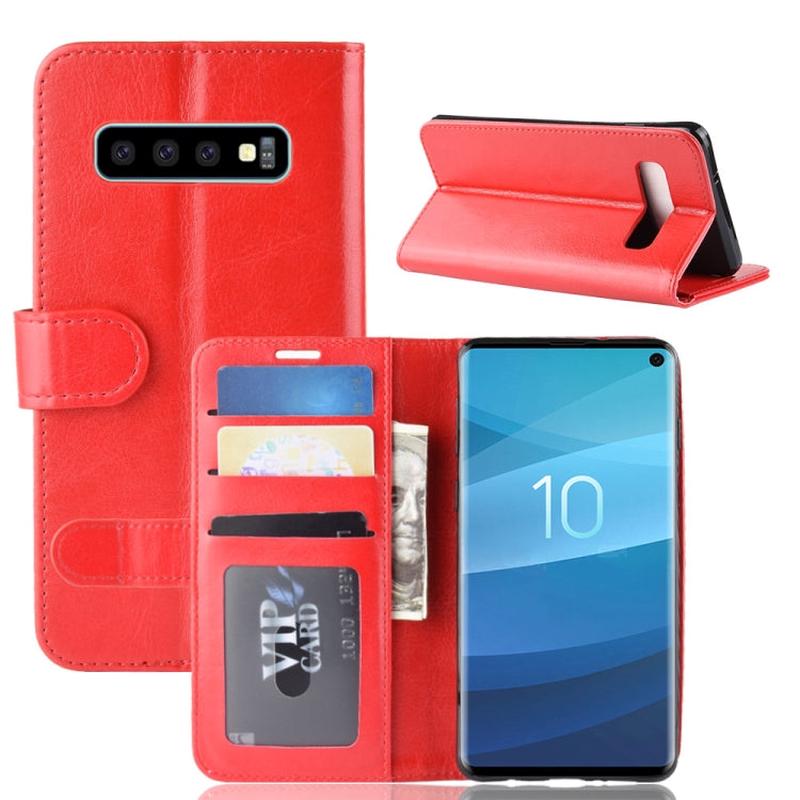 R64 Texture Single Fold Horizontal Flip Leather Case for Galaxy S10, with Holder & Card Slots & Wallet (Red)
