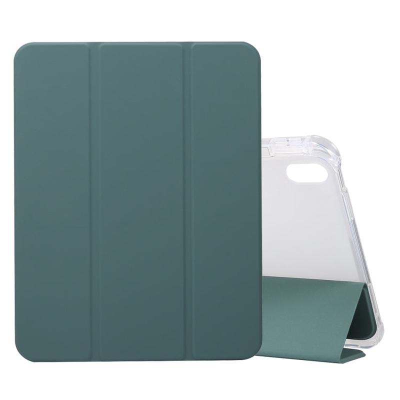 For iPad 2025 / 2022 3-folding Electric Pressed Skin Texture Leather Tablet Case(Deep Green)