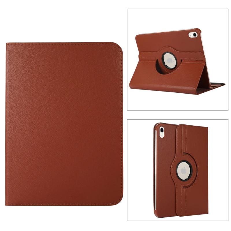 For iPad 2025 / 2022 360 Degree Rotation Litchi Texture Flip Leather Tablet Case with Holder (Brown)
