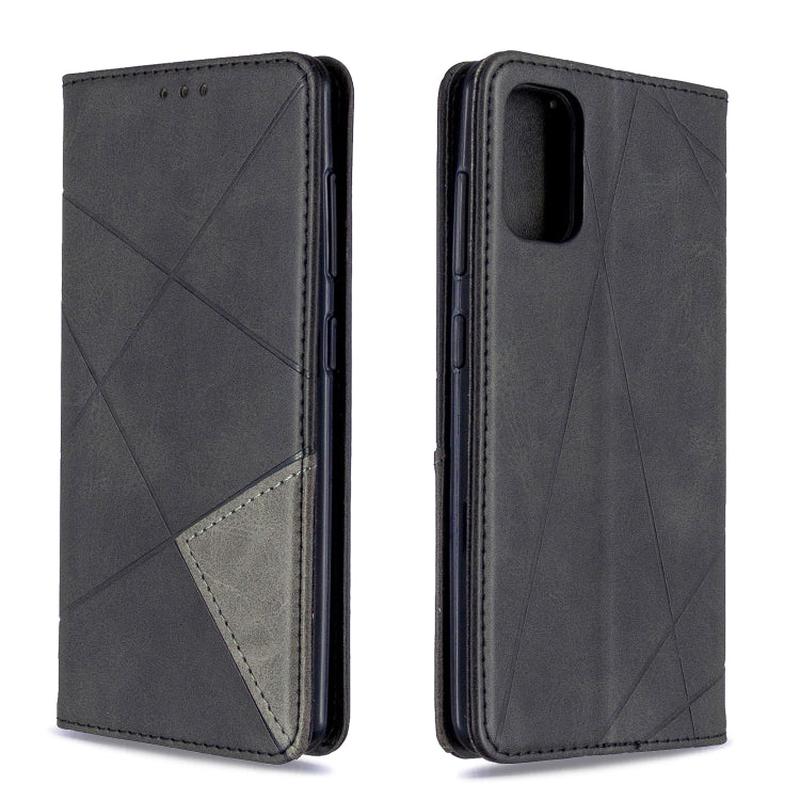 For Galaxy A41 Rhombus Texture Horizontal Flip Magnetic Leather Case with Holder & Card Slots & Wallet(Black)