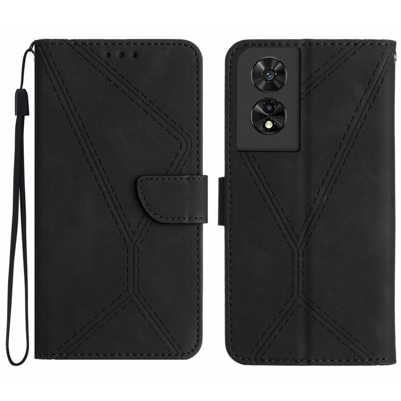 For TCL 505 Stitching Embossed Leather Phone Case(Black)