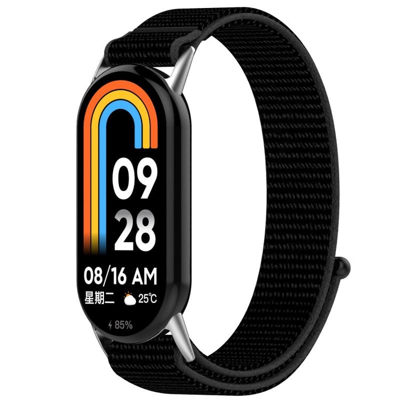 For Xiaomi Smart Band 9 / 9 NFC / 8 / 8 NFC Loop Nylon Hook and Loop Fastener Watch Band(Black)