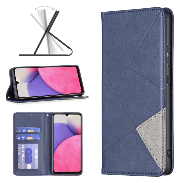 For Samsung Galaxy A33 5G Prismatic Invisible Magnetic Leather Phone Case(Blue)
