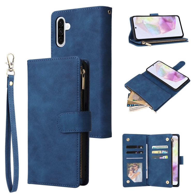 For Samsung Galaxy A26 5G Multifunctional Frosted Zipper Wallet Leather Phone Case(Blue)
