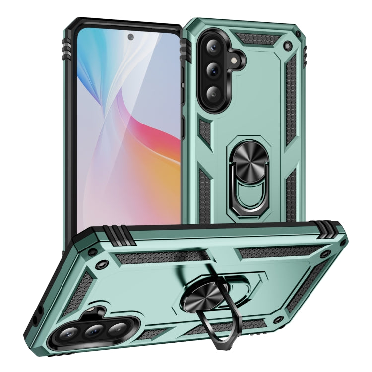 For Samsung Galaxy A36 5G Shockproof TPU + PC Phone Case with Holder(Dark Green)