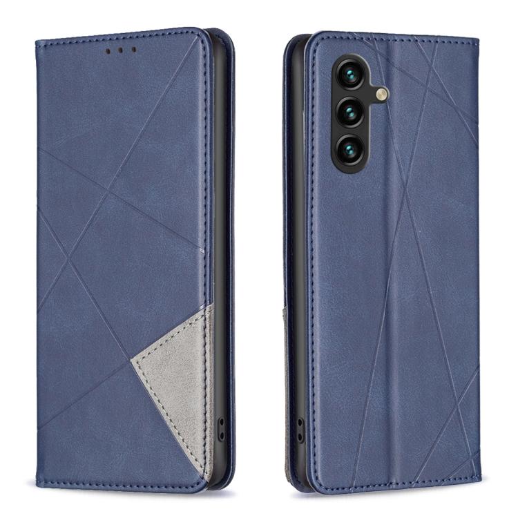 For Samsung Galaxy S25 FE 5G Rhombus Texture Magnetic Leather Phone Case(Blue)
