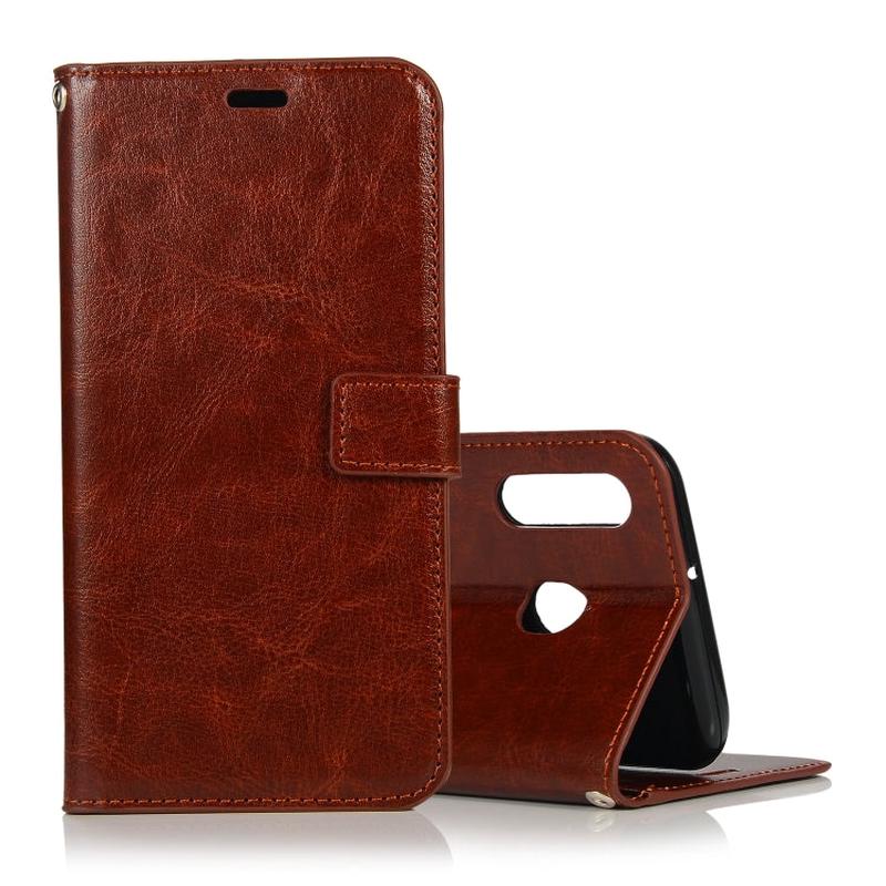 Crazy Horse Texture Horizontal Flip Leather Case with Holder & Card Slots & Wallet & Photo Frame for Galaxy A40(Brown)