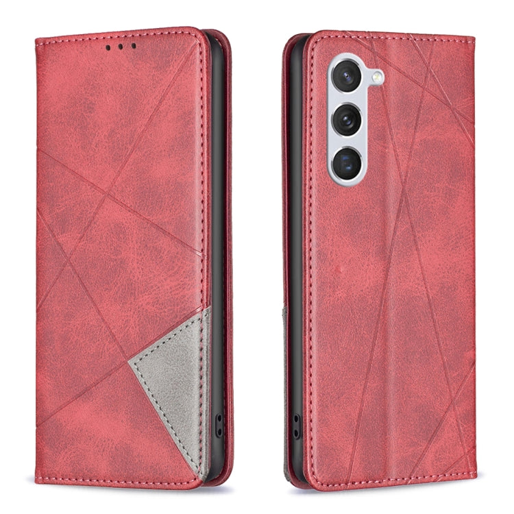 For Samsung Galaxy S24 5G Rhombus Texture Magnetic Leather Phone Case(Red)