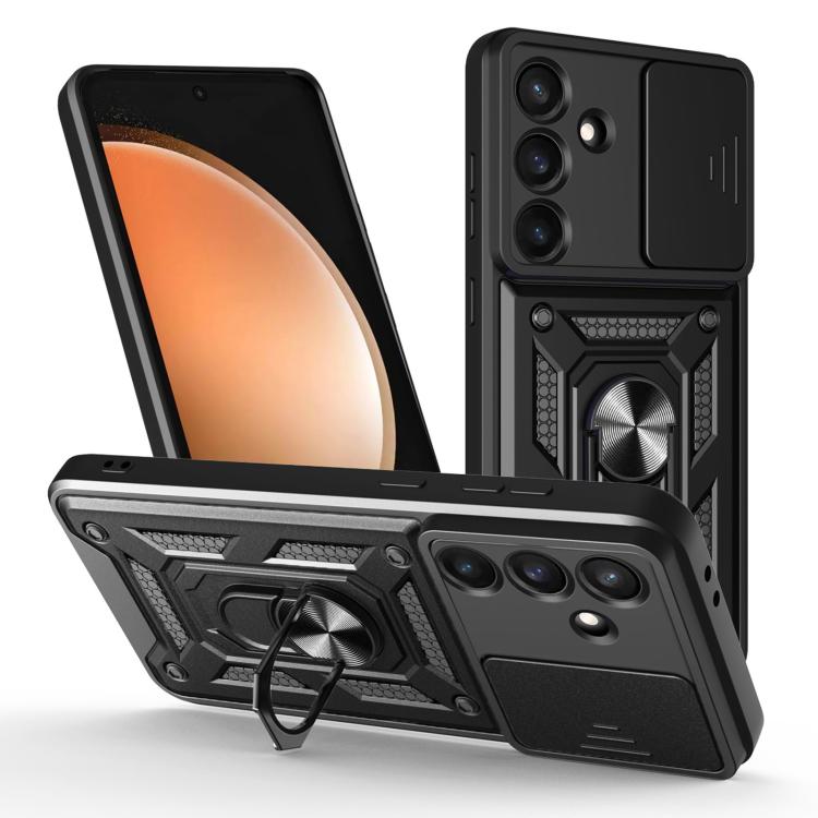 For Samsung Galaxy S25 FE 5G Sliding Camera Cover Design TPU+PC Phone Case(Black)