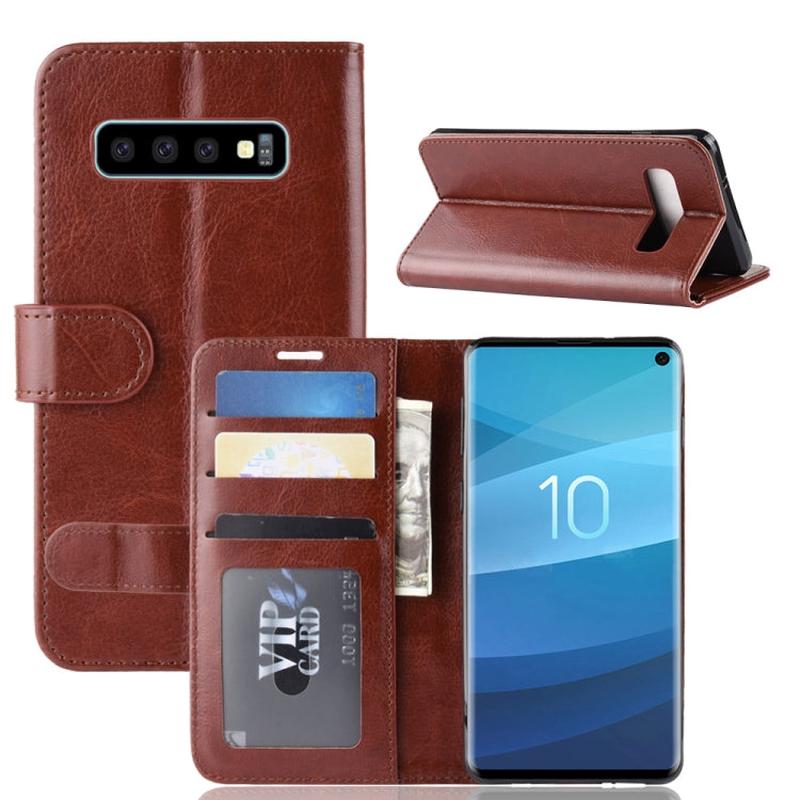 R64 Texture Single Fold Horizontal Flip Leather Case for Galaxy S10, with Holder & Card Slots & Wallet (Brown)