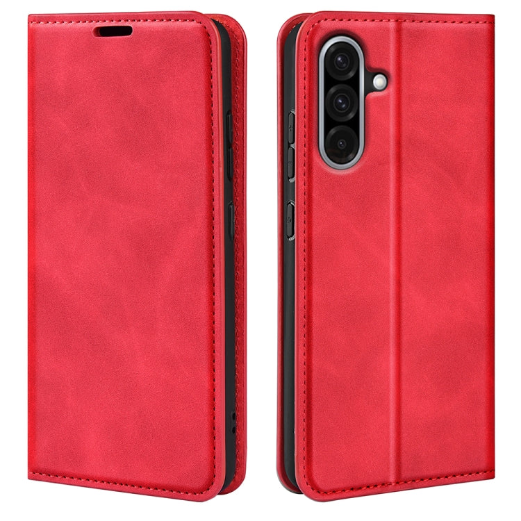 For Samsung Galaxy A36 Retro-skin Magnetic Suction Leather Phone Case(Red)