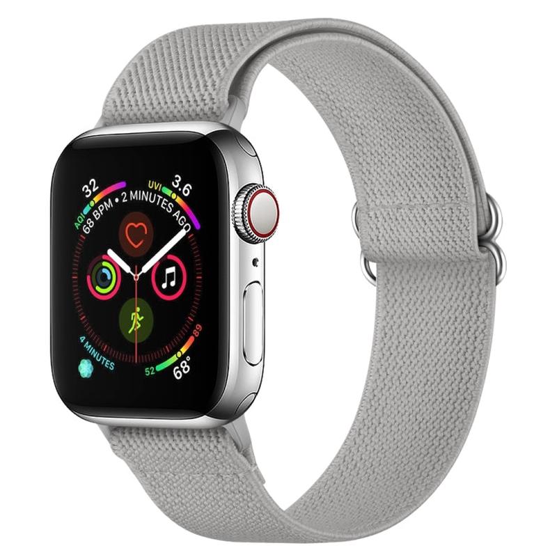 Polyester Nylon Watch Band For Apple Watch Series 9&8&7 41mm / SE 3&SE 2&6&SE&5&4 40mm / 3&2&1 38mm(Grey)