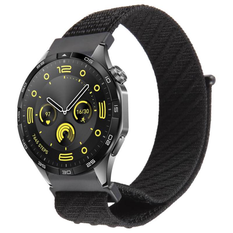 22mm Twill Nylon Loop Hook and Loop Fastener Watch Band(Black)