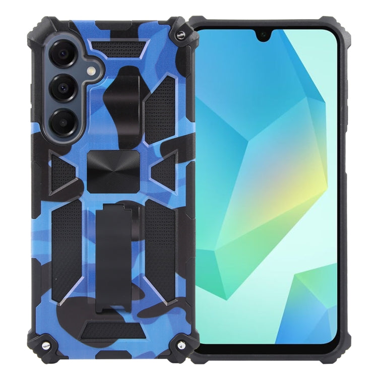 For Samsung Galaxy A16 5G / 4G Camouflage Armor Kickstand TPU + PC Magnetic Phone Case(Dark Blue)