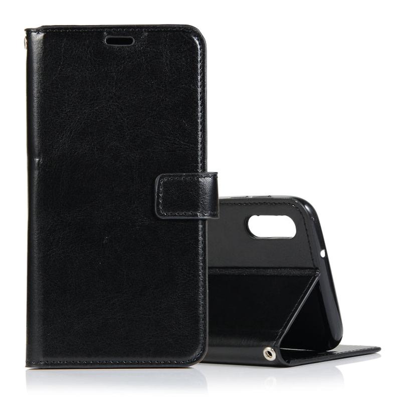 Crazy Horse Texture Horizontal Flip Leather Case with Holder & Card Slots & Wallet & Photo Frame for Galaxy A10(Black)
