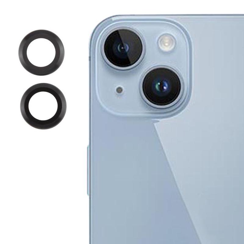 For iPhone 15 Plus / 15 / 14 Plus / 14 Back Camera Cover 9H Tempered Glass Lens Film(Black)