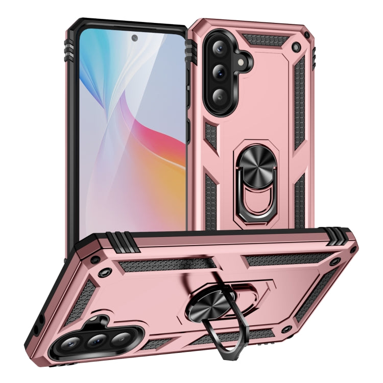 For Samsung Galaxy A36 5G Shockproof TPU + PC Phone Case with Holder(Rose Gold)