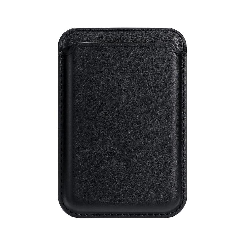 Two Card Slots MagSafe Magnetic Leather Card Bag(Black)