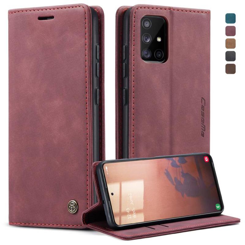 For Galaxy A51 CaseMe Multifunctional Horizontal Flip Leather Case, with Card Slot & Holder & Wallet(Wine Red)