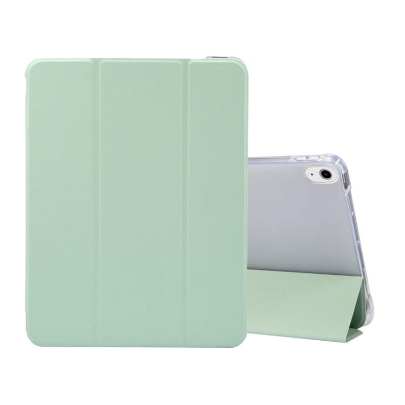 For iPad Air 2022 / 2020 10.9 3-folding Electric Pressed Skin Texture Smart Leather Tablet Case (Green)