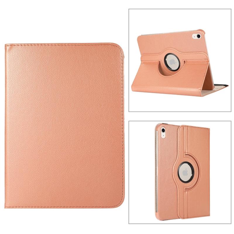 For iPad 2025 / 2022 360 Degree Rotation Litchi Texture Flip Leather Tablet Case with Holder (Rose Gold)