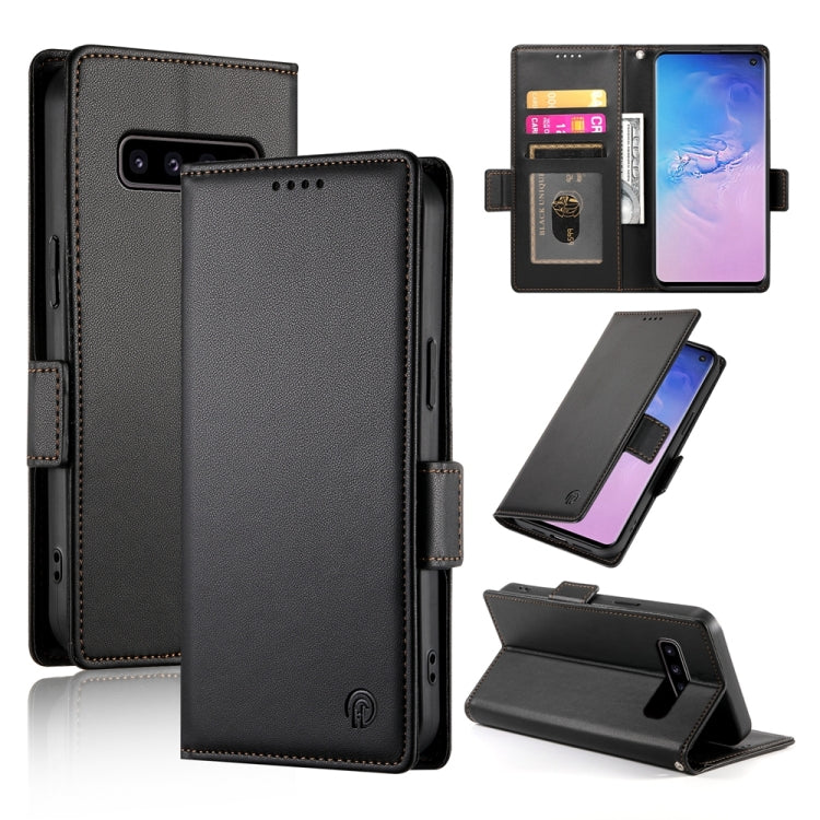 For Samsung Galaxy S10 Side Buckle Magnetic Frosted Leather Phone Case(Black)